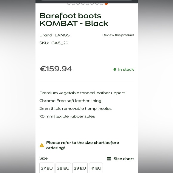 Lang.S Barefoot Combat Boots by Tikki Shoes 41 **Brand New** - Picture 12 of 12